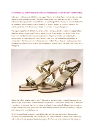 Comfortable yet Stylish Women's Footwear - The Essential Fusion of Fashion and Function
