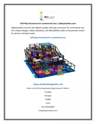 Soft Play Structures For Commercial Use | Oplaysolution.com