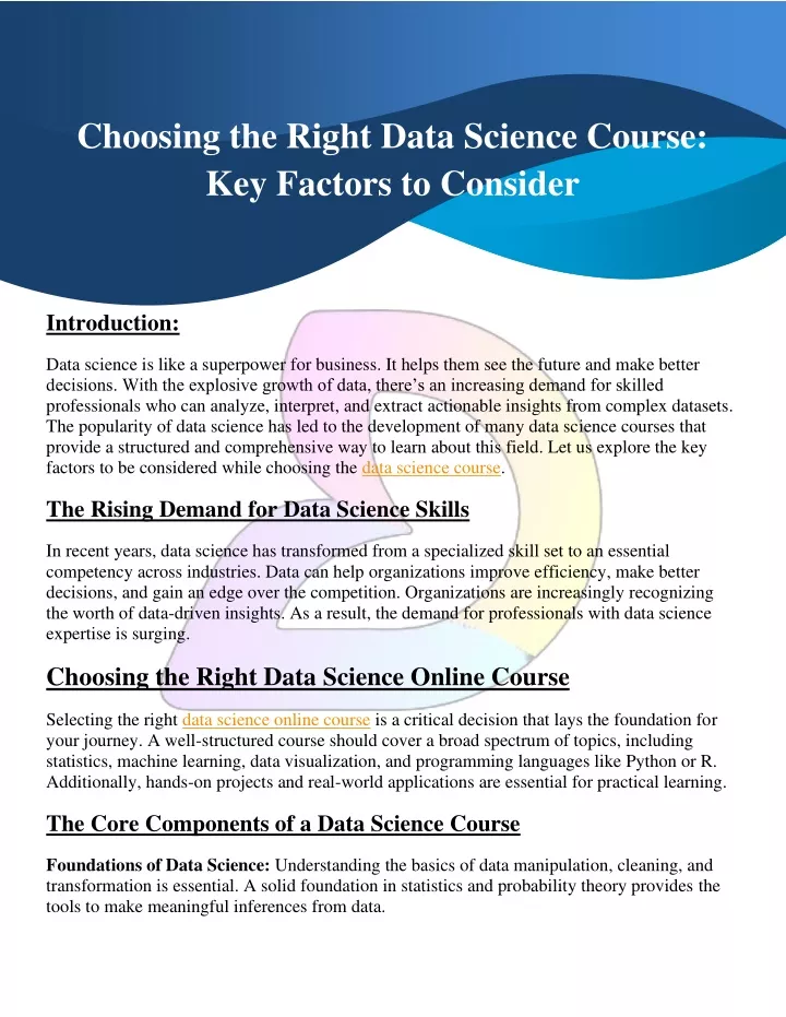 choosing the right data science course