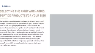 selecting the right anti aging peptide products
