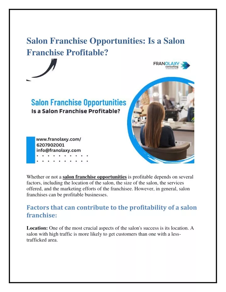 salon franchise opportunities is a salon