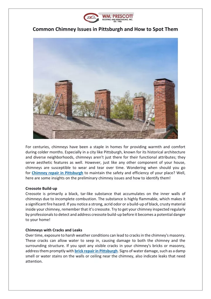 common chimney issues in pittsburgh