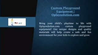 Custom Playground Equipment | Oplaysolution.com