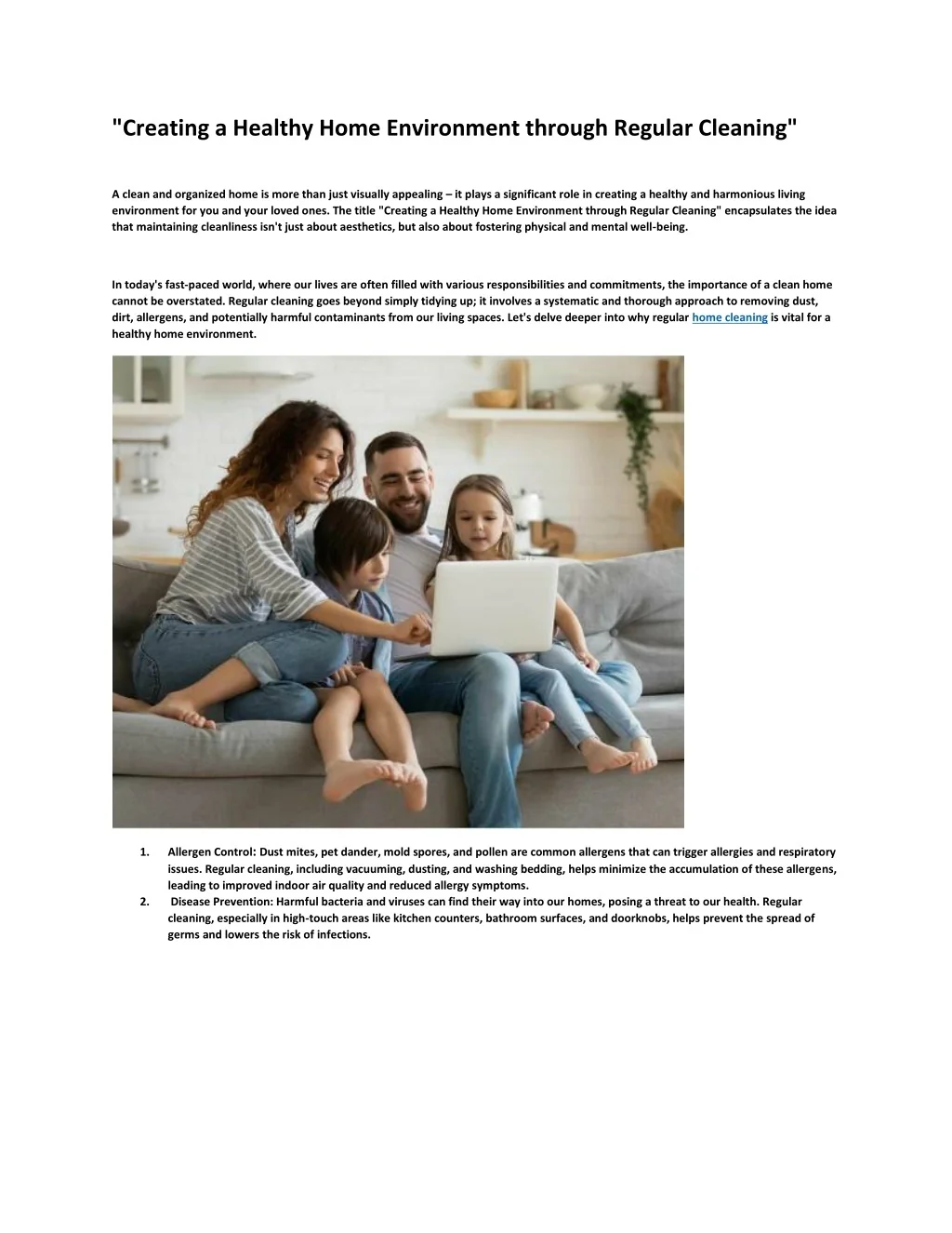 PPT - Creating a Healthy Home Environment through Regular Cleaning ...