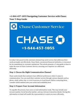 1-844-457-1055 Navigating Customer Service with Chase: Your 5-Step Guide
