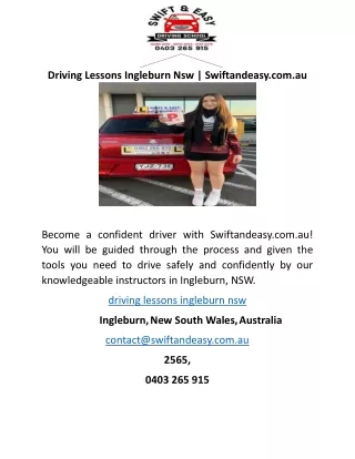 driving lessons ingleburn nsw swiftandeasy com au