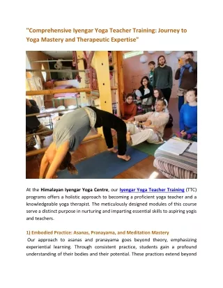 Yoga Teacher Training Course - Himalayan Iyengar Yoga Centre India