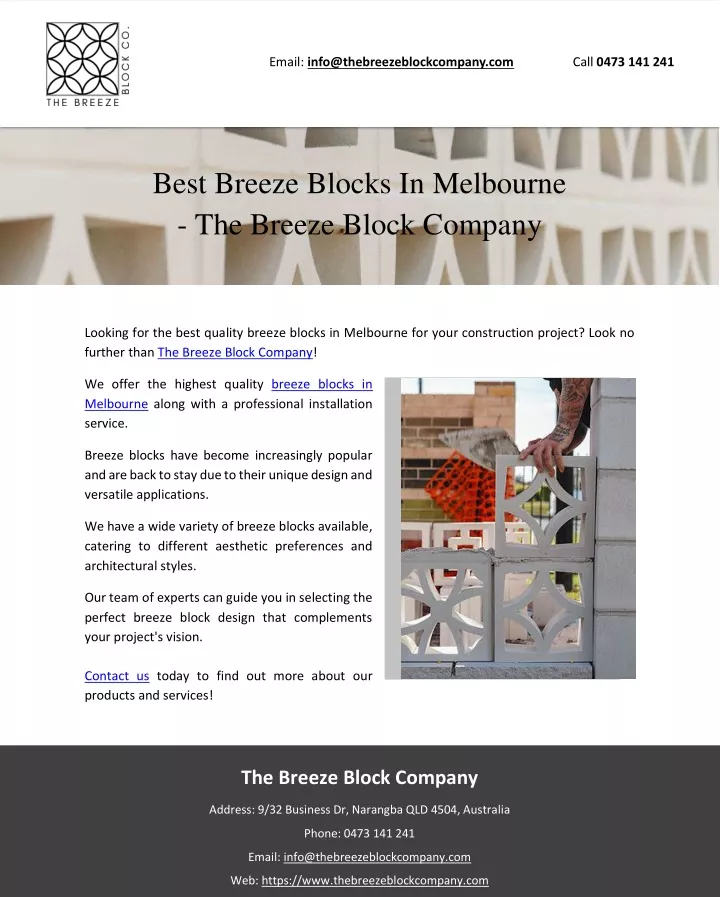 email info@thebreezeblockcompany com