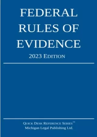 Download Book [PDF] Federal Rules of Evidence 2023 Edition: With Internal Cross-References