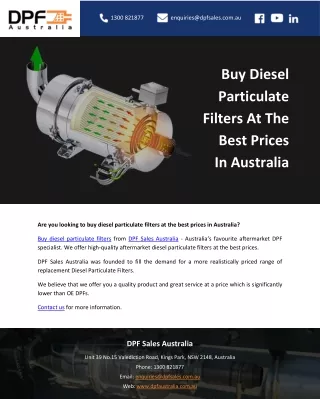 Buy Diesel Particulate Filters At The Best Prices In Australia