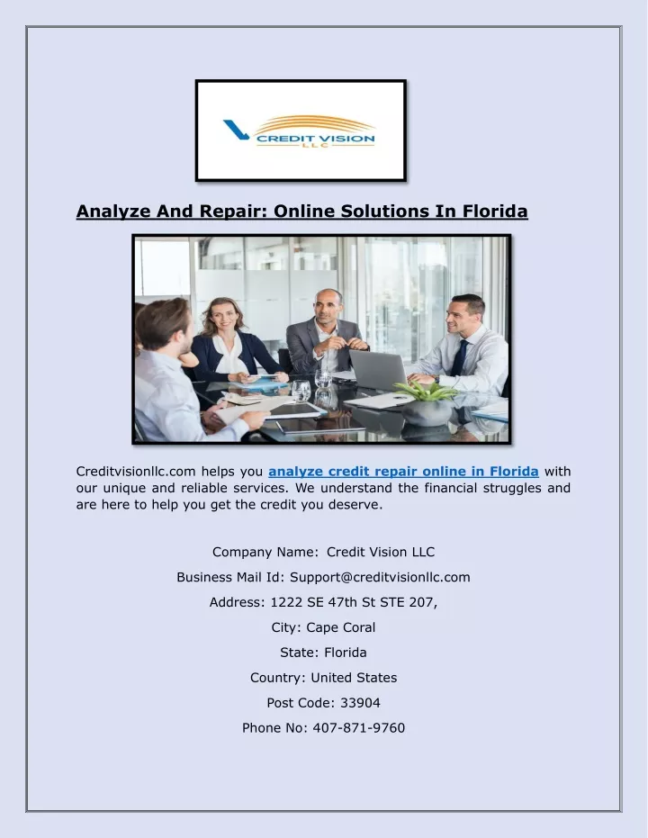 analyze and repair online solutions in florida