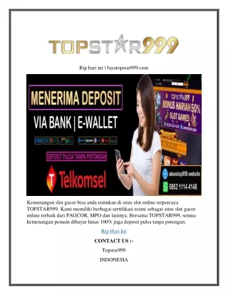 Rtp hari ini | Jayatopstar999.com