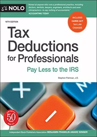 [READ DOWNLOAD] Tax Deductions for Professionals: Pay Less to the IRS