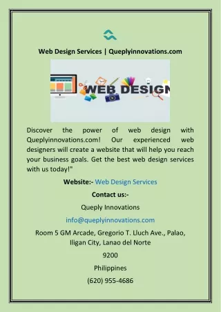 Web Design Services  Queplyinnovations