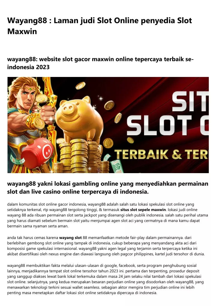 wayang88 laman judi slot online penyedia slot