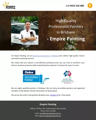 High-Quality Professional Painters In Brisbane - Empire Painting
