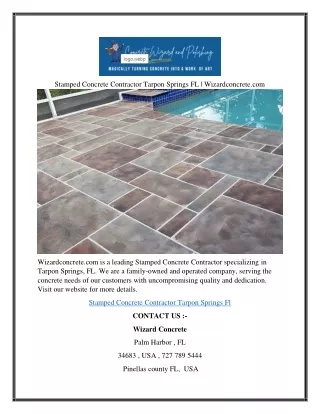 Stamped Concrete Contractor Tarpon Springs FL | Wizardconcrete.com