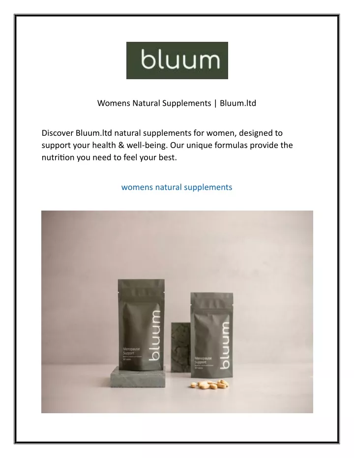 womens natural supplements bluum ltd