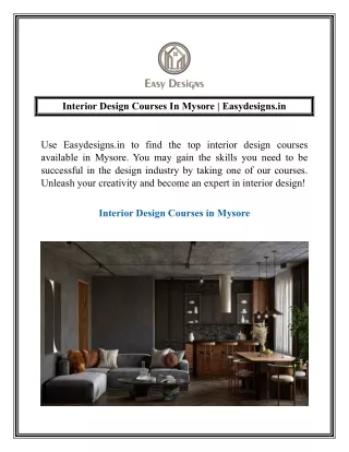 Interior Design Courses In Mysore  Easydesigns.in