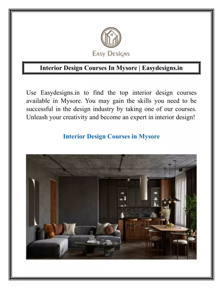 interior design courses in mysore easydesigns in