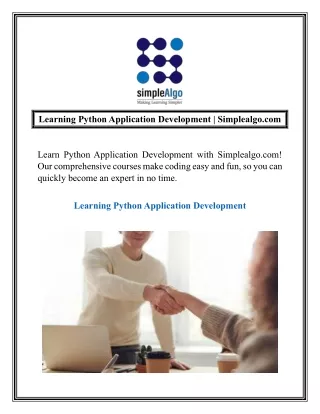 Learning Python Application Development  Simplealgo.com
