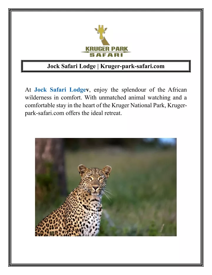 jock safari lodge kruger park safari com