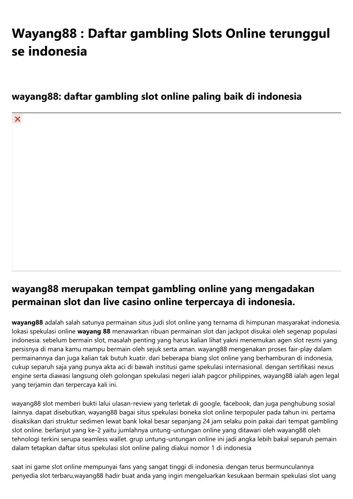 wayang88 daftar gambling slots online terunggul