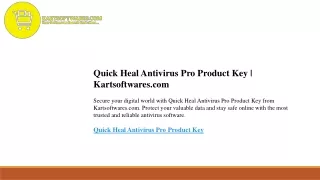 Quick Heal Antivirus Pro Product Key  Kartsoftwares.com