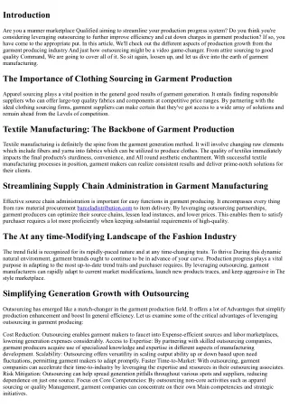 Production Development Simplified: Leveraging Outsourcing in Garment Producing