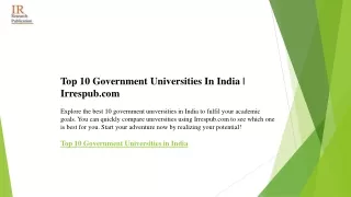 Top 10 Government Universities In India  Irrespub.com