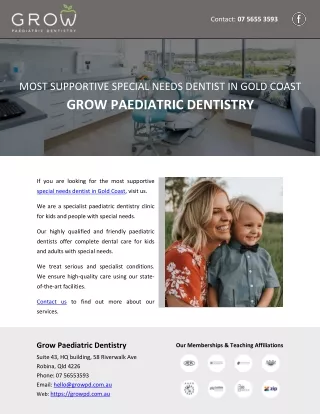 MOST SUPPORTIVE SPECIAL NEEDS DENTIST IN GOLD COAST - GROW PAEDIATRIC DENTISTRY