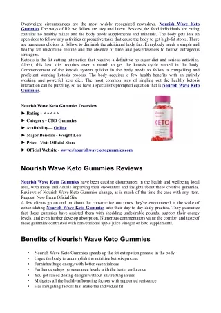 Nourish Wave Keto Gummies Reviews