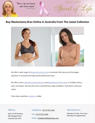 Buy Mastectomy Bras Online in Australia From The Latest Collection