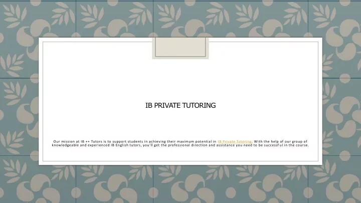 ib private tutoring