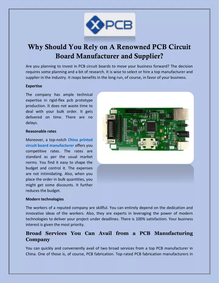 why should you rely on a renowned pcb circuit