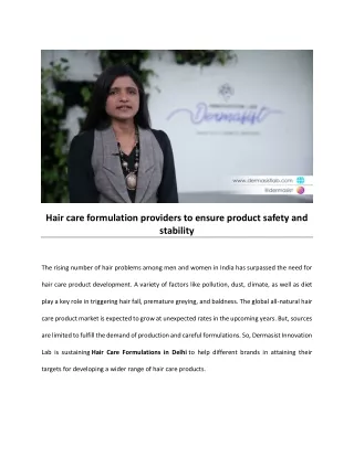 Hair care formulation providers to ensure product safety and stability