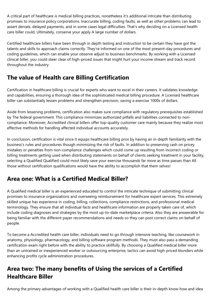 a critical part of healthcare is medical billing