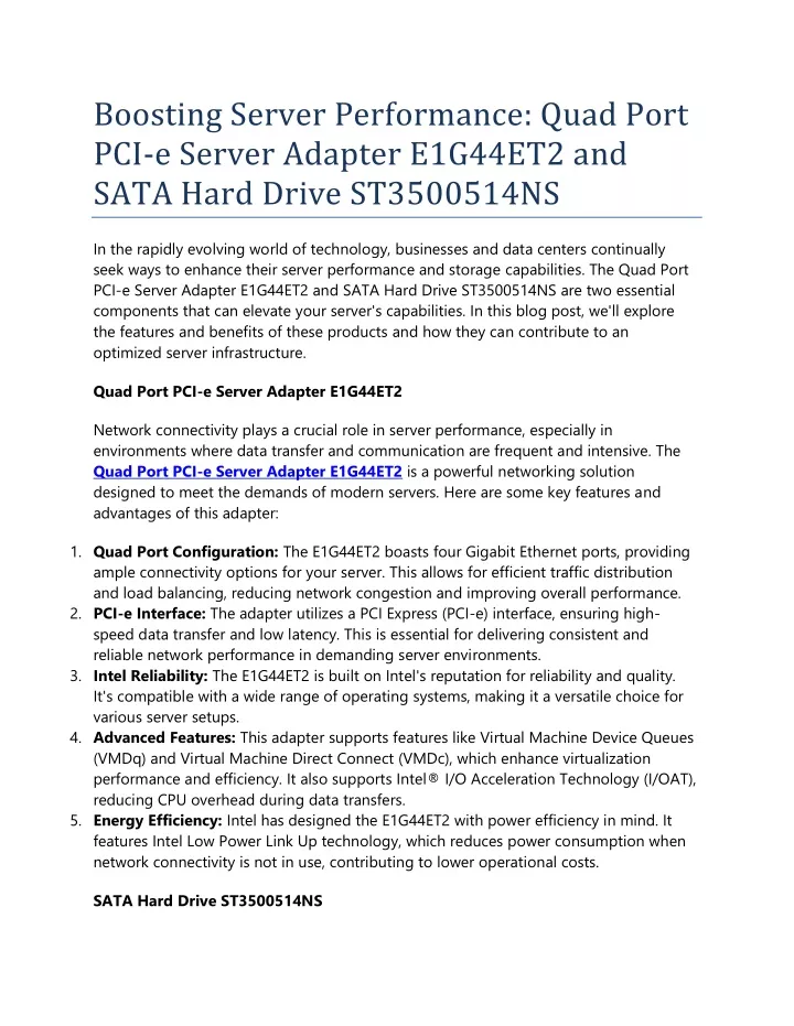 boosting server performance quad port