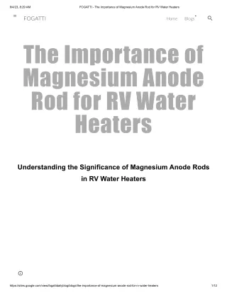 FOGATTI - The Importance of Magnesium Anode Rod for RV Water Heaters