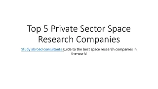 Top 5 Private Sector Space Research Companies