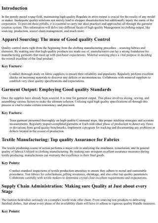 Guaranteeing Good quality Handle in Clothing Creation: Most effective Tactics an