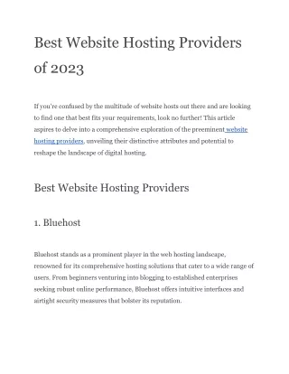 best website hosting providers