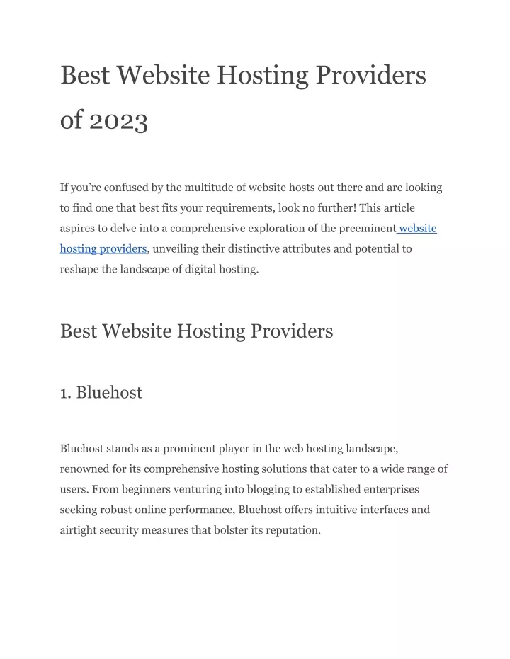 best website hosting providers