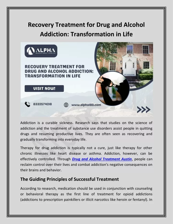 recovery treatment for drug and alcohol addiction