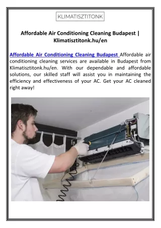 Affordable Air Conditioning Cleaning Budapest | Klimatisztitonk.hu/en