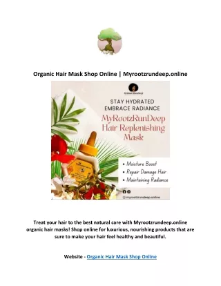 Organic Hair Mask Shop Online | Myrootzrundeep.online