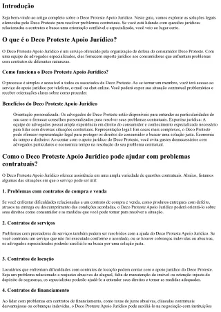 Deco Proteste Apoio Juridico: Soluções legais para problemas contratuais.