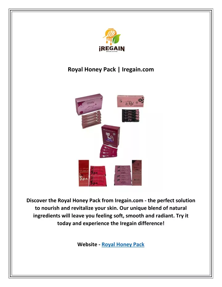 royal honey pack iregain com