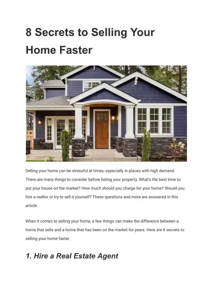 8 secrets to selling your home faster