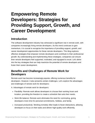 empowering remote developers strategies